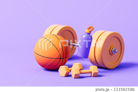 Fitness with cartoon style, 3d rendering. 113562586