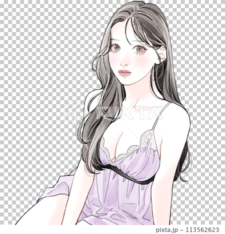 セクシーなネグリジェを着た女性 セクシーなネグリジェを着た女性 113562623