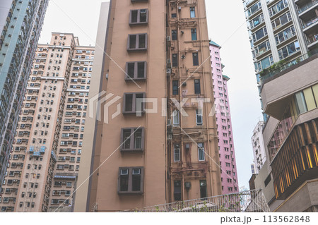 middle level residential buildings in Hong Kong. March 23 2024 113562848