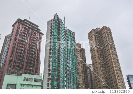 middle level residential buildings in Hong Kong. March 23 2024 113562890