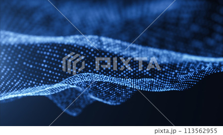 Digital blue wave particles background, 3d rendering. Digital blue wave particles background, 3d rendering. 113562955