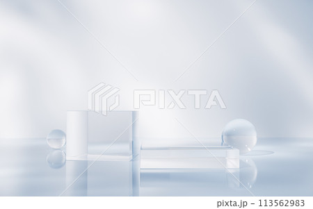Transparent glass stage background, 3d rendering. 113562983