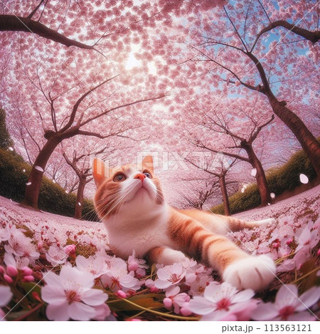 桜と戯れる猫2 113563121