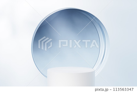 Round glass geometry background, 3d rendering. 113563347