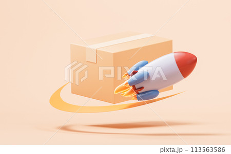 Logistics and rocket, fast transportation, 3d rendering. 113563586