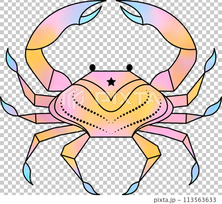 Cancer zodiac sign in line art style with digital watercolor effect. Cancer zodiac sign in line art style with digital watercolor effect. 113563633