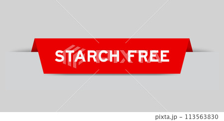 Red color inserted label with word starch free on gray background 113563830