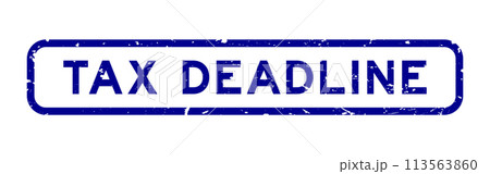 Grunge blue tax deadline word square rubber seal stamp on white background 113563860