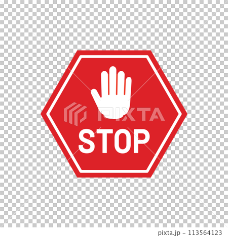 手と止まれのアイコン STOP 看板 赤色のイラスト素材 [113564123] - PIXTA