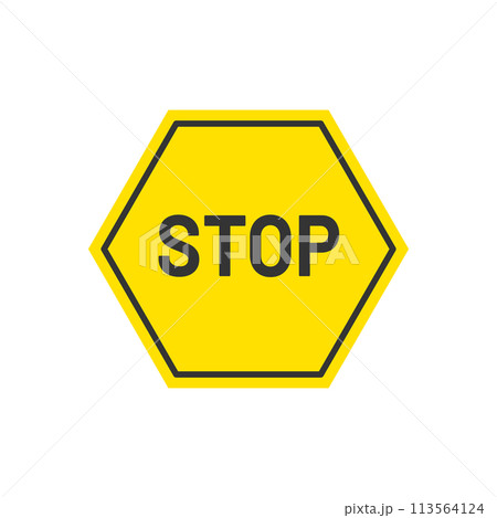 STOPのアイコン　標識　マーク　サイン　黄色 113564124