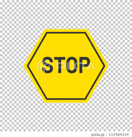 STOPのアイコン　標識　マーク　サイン　黄色 113564124