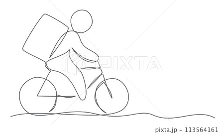 Delivery One line drawing isolated on white background Delivery One line drawing isolated on white background 113564161