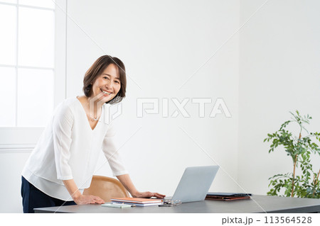 パソコン作業をするミドル女性 113564528