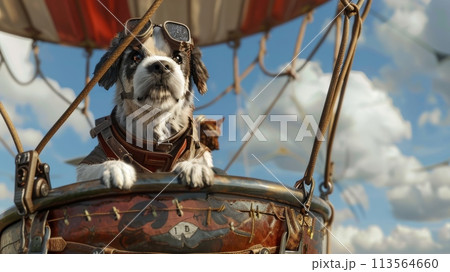 Dog Sitting in Hot Air Balloon 113564660
