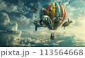 Group of Animals Flying Through the Air Group of Animals Flying Through the Air 113564668