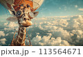 Giraffe Flying in Hot Air Balloon Giraffe Flying in Hot Air Balloon 113564671