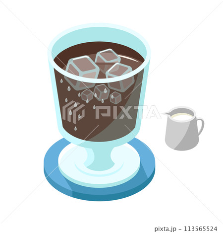 アイスコーヒーとミルク_アイソメトリックのイラスト 113565524