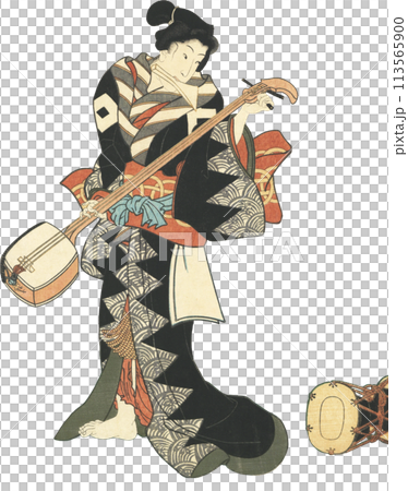 Ukiyo-e: Woman and Shamisen Ukiyo-e: Woman and Shamisen 113565900