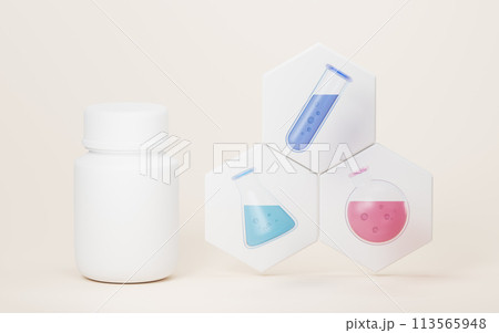 Chemical equipment and reagent, 3d rendering. 113565948