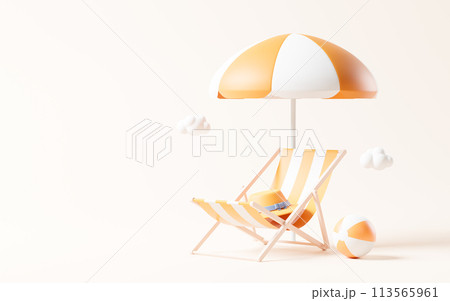 Beach chairs with cartoon style, 3d rendering. 113565961