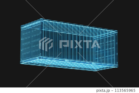 Cargo container with holographic style, freight and export, 3d rendering. Cargo container with holographic style, freight and export, 3d rendering. 113565965