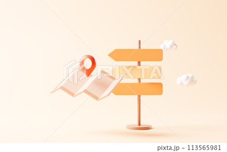 Signboard with cartoon style, 3d rendering. Signboard with cartoon style, 3d rendering. 113565981