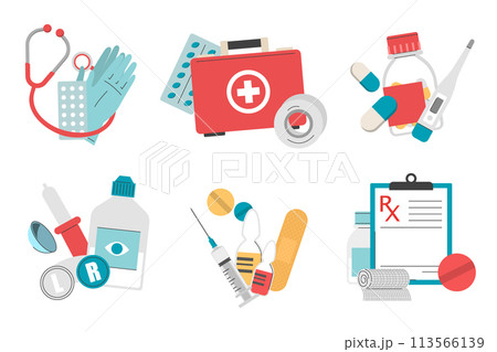 Medicine set vector isolated. Medical tools. 113566139
