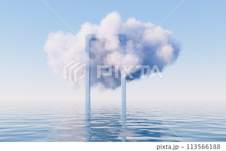Cloud and water surface, 3d rendering. 113566188