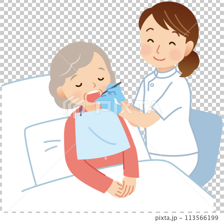 Bedridden elderly receiving dental checkup - Visiting medical care 113566199