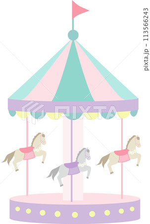 おしゃれなメリーゴーランドのイラスト素材 113566243