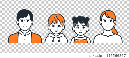 Simple vector icon illustration material of a family of four Simple vector icon illustration material of a family of four 113566267