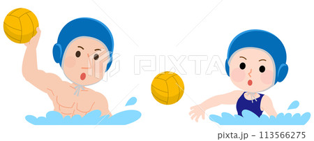 水球をする男性と女性　イラスト 113566275