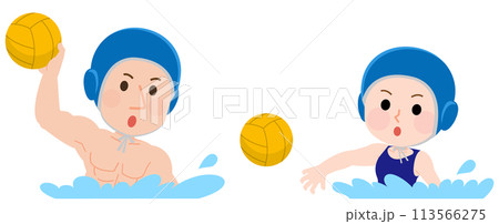 水球をする男性と女性 イラスト 水球をする男性と女性 イラスト 113566275