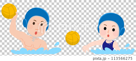 水球をする男性と女性　イラスト 113566275