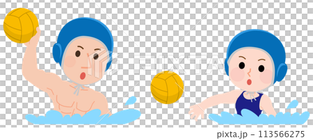 Men and women playing water polo illustration 113566275