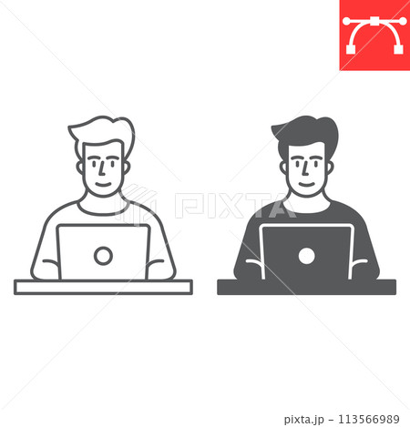 Student line and glyph icon Student line and glyph icon 113566989