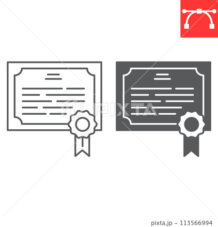 Certificate line and glyph icon Certificate line and glyph icon 113566994