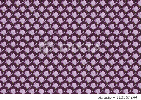 Illustration pattern of verbanica saucer magnolia flower on dark violet background. 113567244