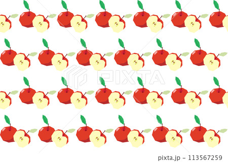 Illustration pattern, Abstract of red apple with leaf on white background. 113567259