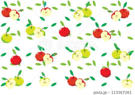 Illustration pattern, Abstract of red and green apple with leaf on white background. 113567261