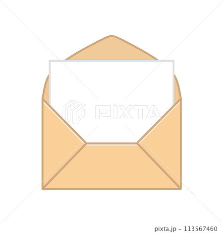 白紙が入った茶色の洋形封筒(開封、手紙、メール) 白紙が入った茶色の洋形封筒(開封、手紙、メール) 113567460
