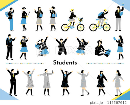学生 人物イラストセット 学生 人物イラストセット 113567612