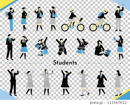 学生 人物イラストセット 学生 人物イラストセット 113567612