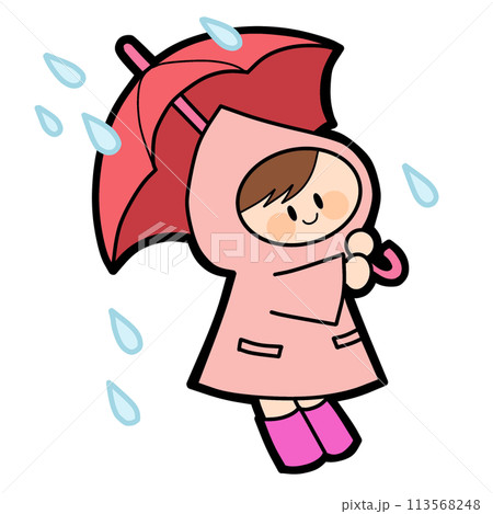 6月の梅雨の時期に傘を差す女の子 6月の梅雨の時期に傘を差す女の子 113568248