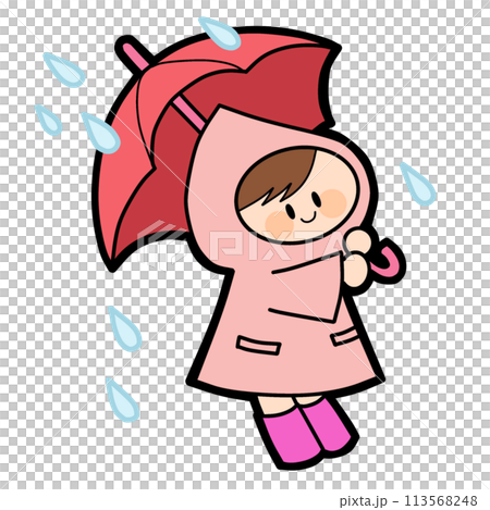 6月の梅雨の時期に傘を差す女の子 6月の梅雨の時期に傘を差す女の子 113568248