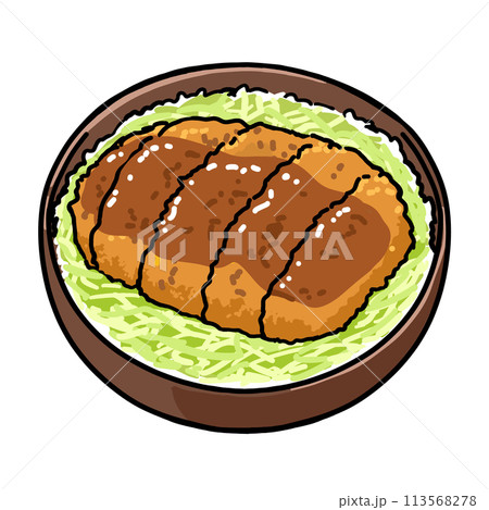 ソースカツ丼のイラスト（手描き） 113568278