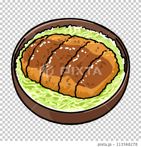 ソースカツ丼のイラスト（手描き） 113568278