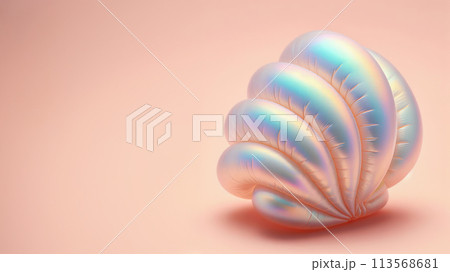 Colorful Shell on Pastel background. Summer Vacation Concept. Colorful Shell on Pastel background. Summer Vacation Concept. 113568681