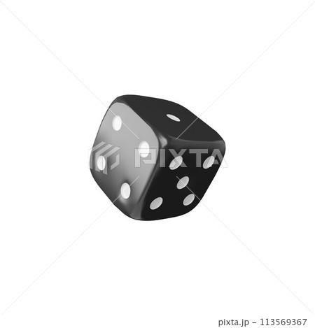 Realistic game dice falling 3d vector, black cube with white dots, gambling games design, casino, craps and board games 113569367