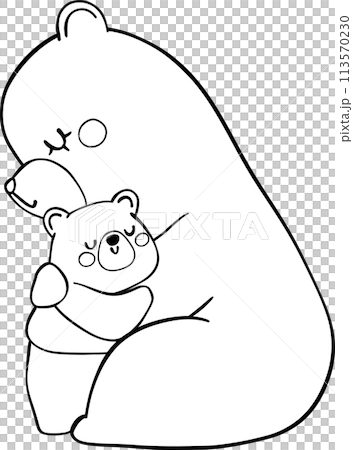 Retro Mothers Day Bear and baby outline coloring image  113570230